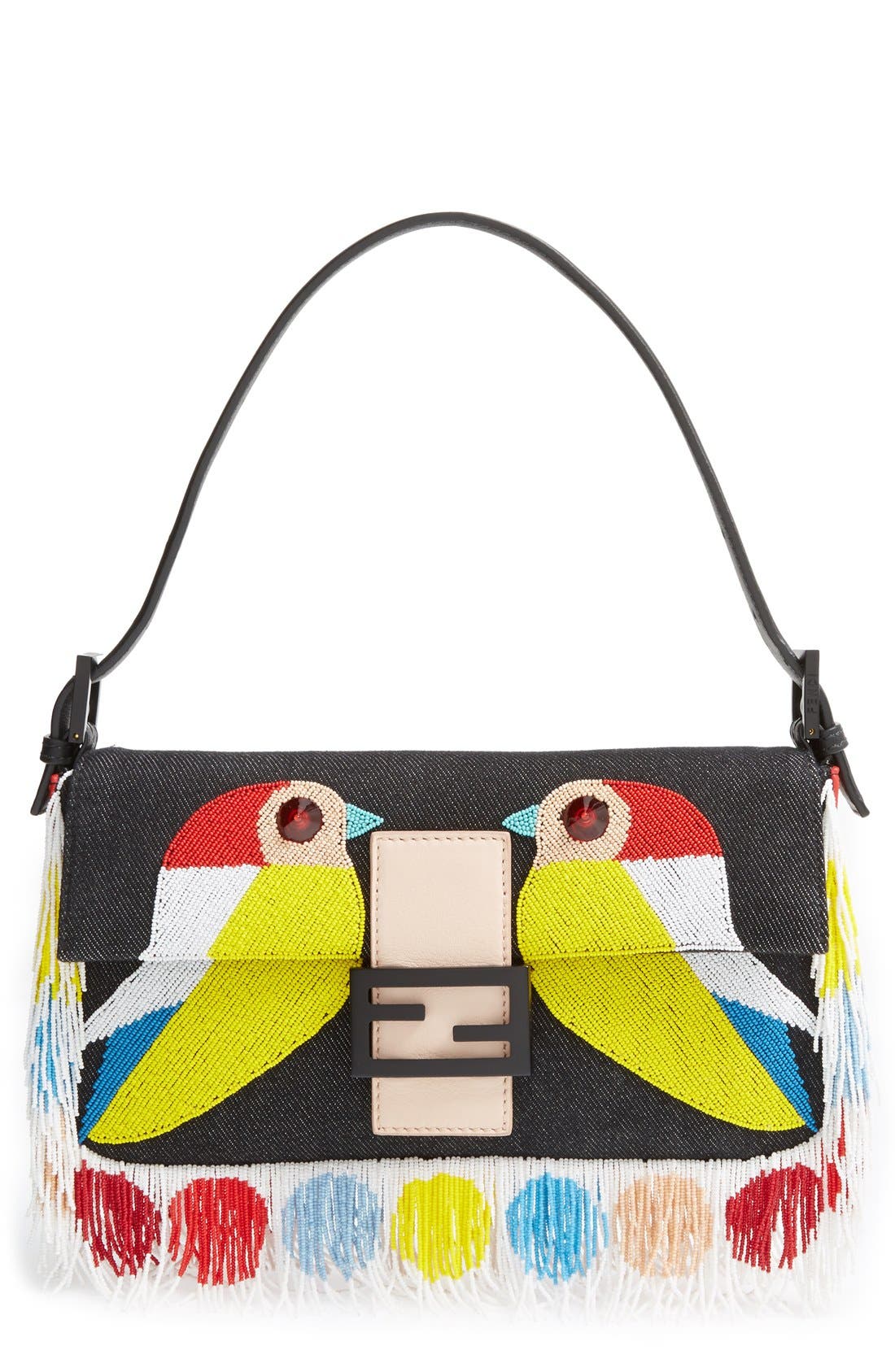 Fendi 'Bird' Beaded Baguette, Main, color, 