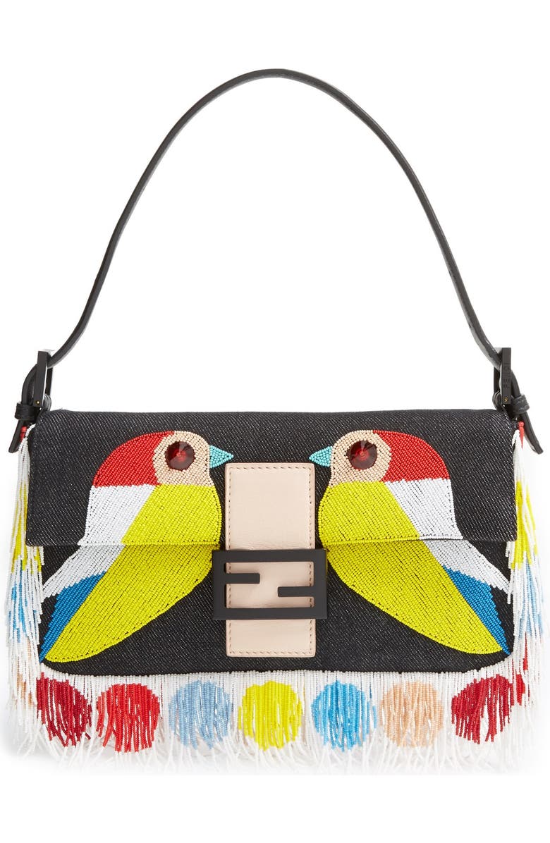Fendi 'Bird' Beaded Baguette, Main, color,