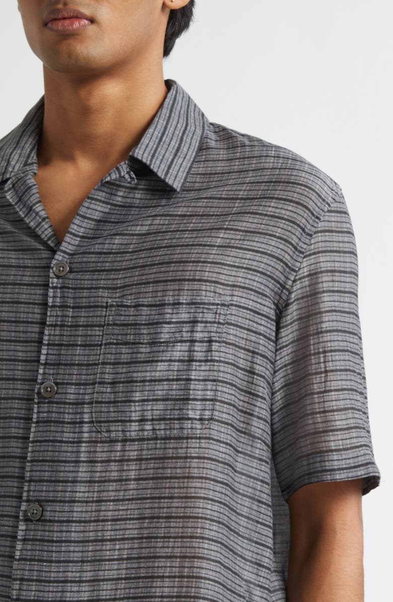 OUR LEGACY Heusen Picnic Check Short Sleeve Cotton & Silk Button-Up Shirt, Alternate, color, Picnic Check Cotton Silk