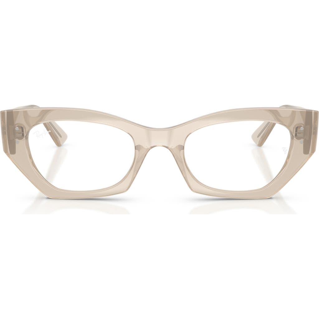 Ray Ban Ray-ban 49mm Small Irregular Optical Glasses In Brown