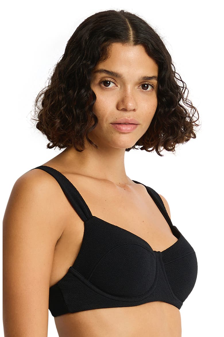 Underwire Balconette Bikini Top, Alternate, color, BLACK