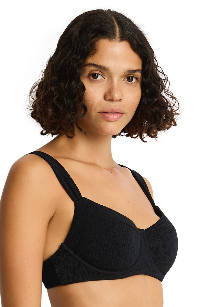 Sea Level Underwire Balconette Bikini Top, Alternate, color, Black