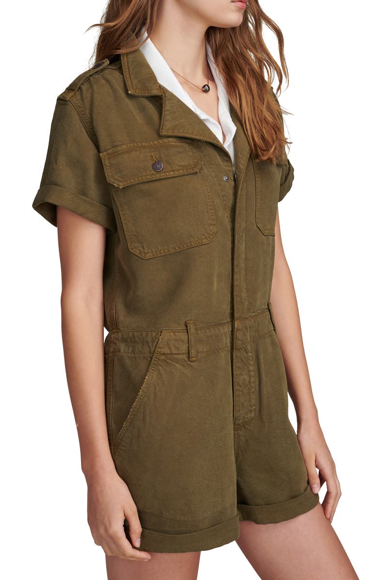 Lucky Brand Denim Utility Romper, Alternate, color, Dark Olive