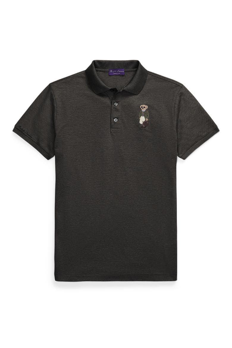 Polo Bear Patch Cotton Piqué Knit Polo, Alternate, color, MED GREY MELANGE