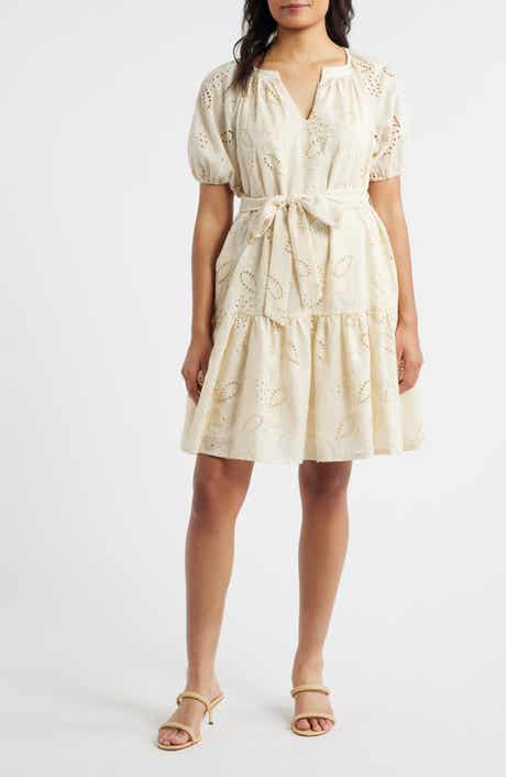 Eyelet Puff Sleeve Minidress