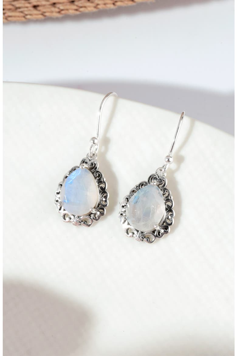 Moonstone Drop Earrings, Alternate, color, BLUE