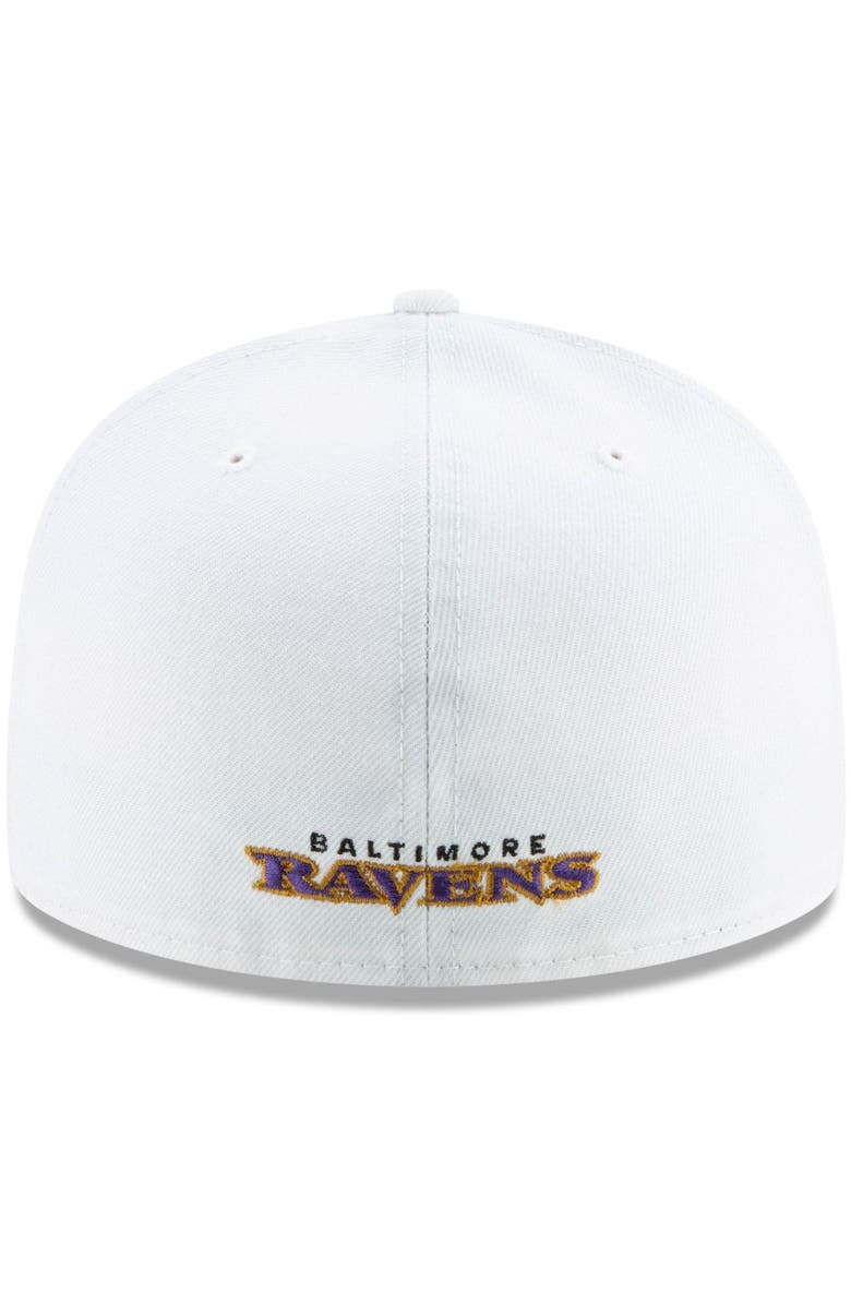 New Era Men's New Era White Baltimore Ravens Shield Omaha 59FIFTY Fitted Hat, Alternate, color, White