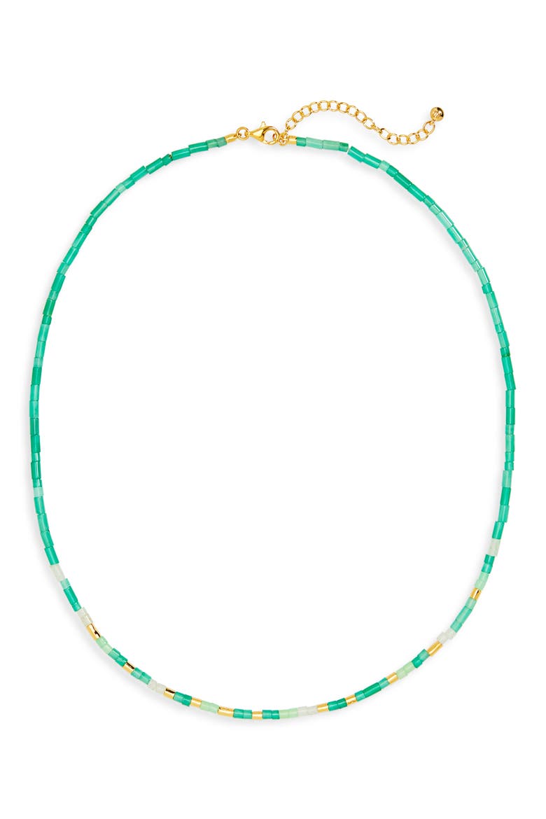 Delphi Beaded Necklace, Main, color, 18K GOLD VERMEIL / GREEN ONYX