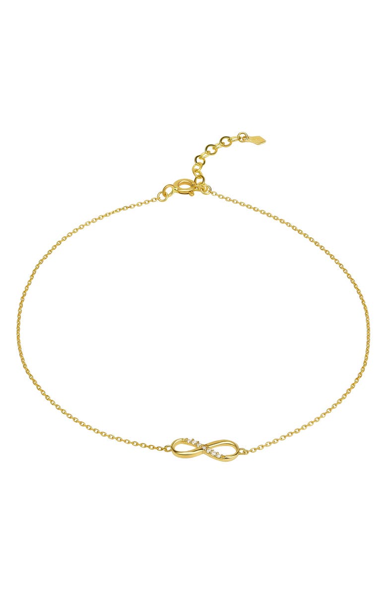 CANDELA JEWELRY 10K Yellow Gold CZ Infinity Charm Anklet, Main, color,