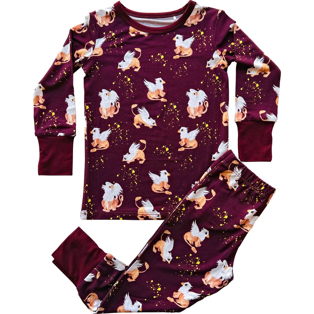 Laree + Co Griffin 2-piece Long Sleeve Set In Burgundy