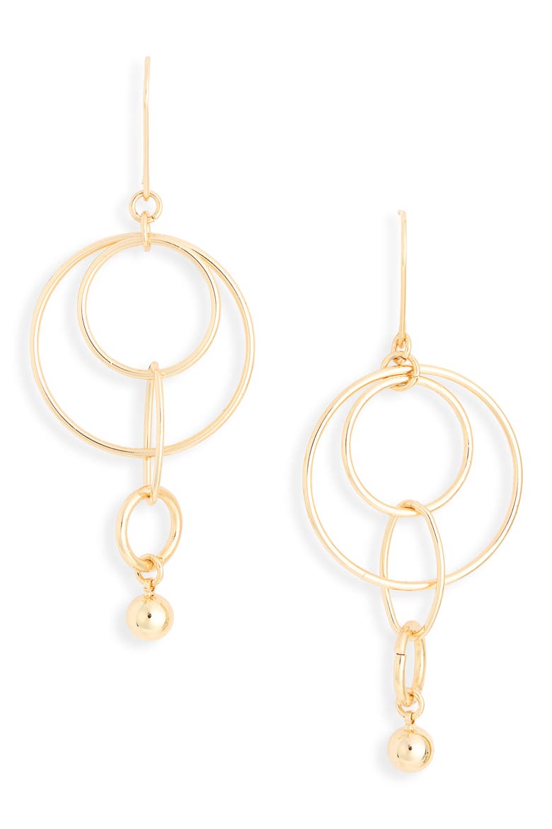 Circle Drop Earrings, Main, color, GOLD