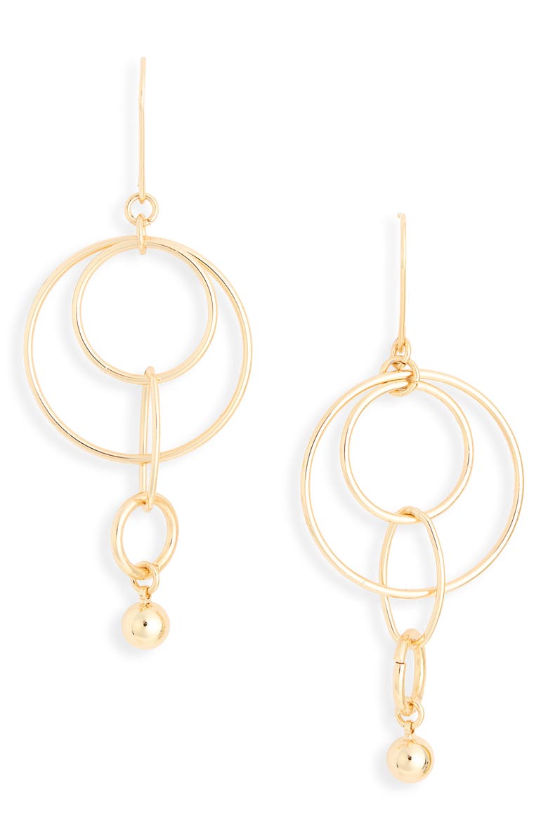 NORDSTROM RACK Circle Drop Earrings, Main, color, Gold