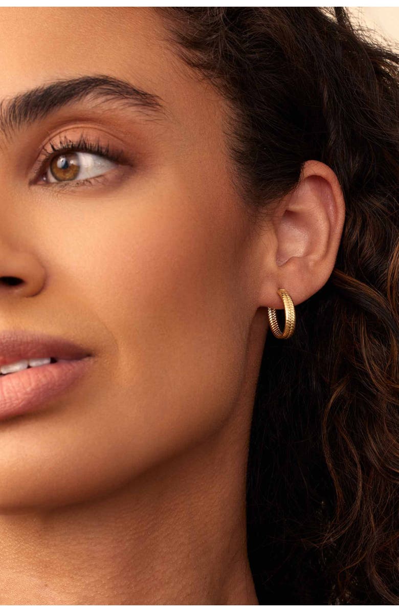 Oradina 18K Yellow Gold I'm Ready Hoops, Alternate, color, 