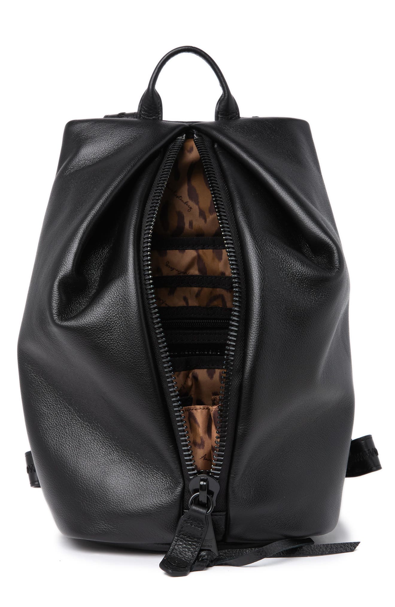 Kestenberg Ava Leather Backpack, Alternate, color, BLACK W/ BLACK