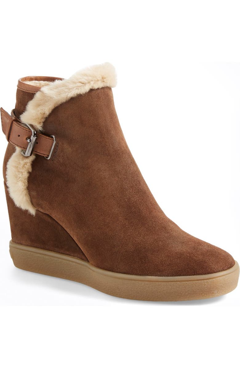 Aquatalia 'Cameron' Weatherproof Wedge Bootie, Main, color, Chestnut Suede
