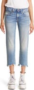 R13 Chewed Hem Crop Straight Leg Jeans