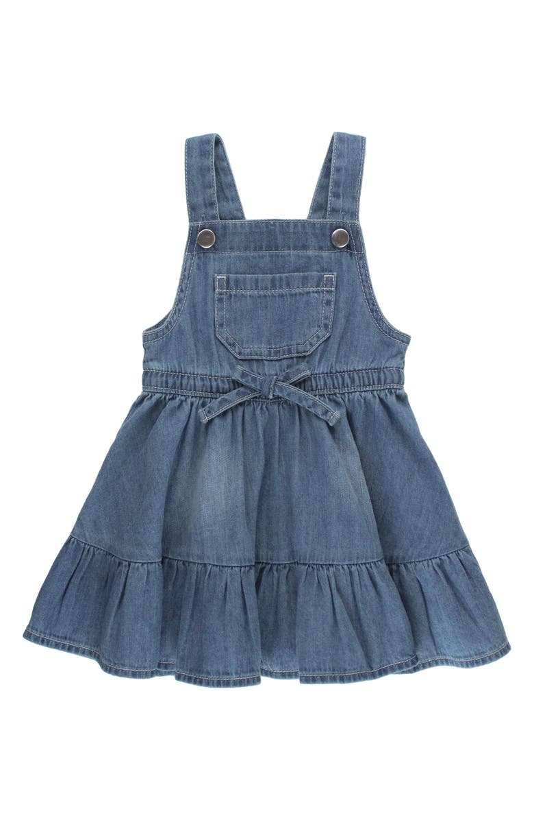 RuffleButts Denim Jumper Dress, Main, color, Denim