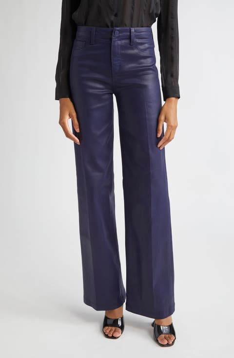 Clayton High Waist Wide Leg Pants (Noir Coated)