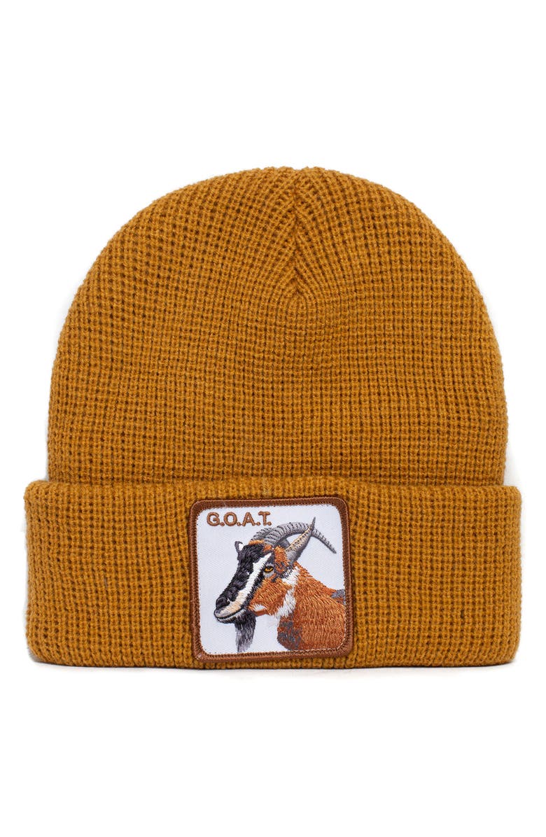 Goorin Bros. The Greatest Goat Patch Beanie, Main, color, Camel