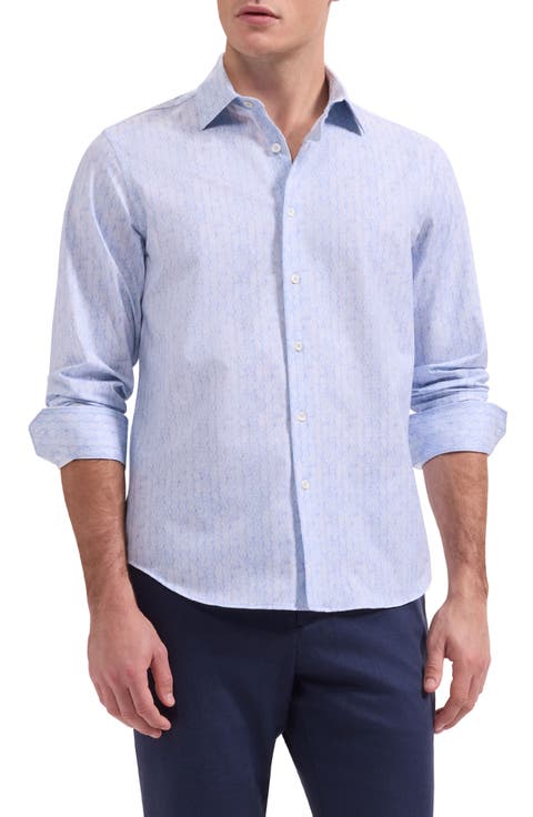 James OoohCotton® Greek Key Wave Print Button-Up Shirt