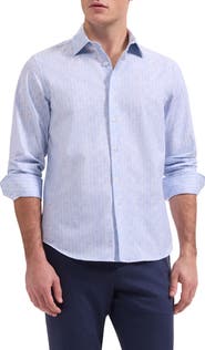 Bugatchi James OoohCotton® Greek Key Wave Print Button-Up Shirt
