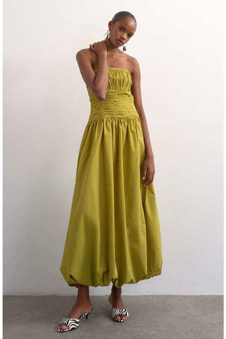 Premium Strapless Bubble Hem Dress, Main, color, MGREEN