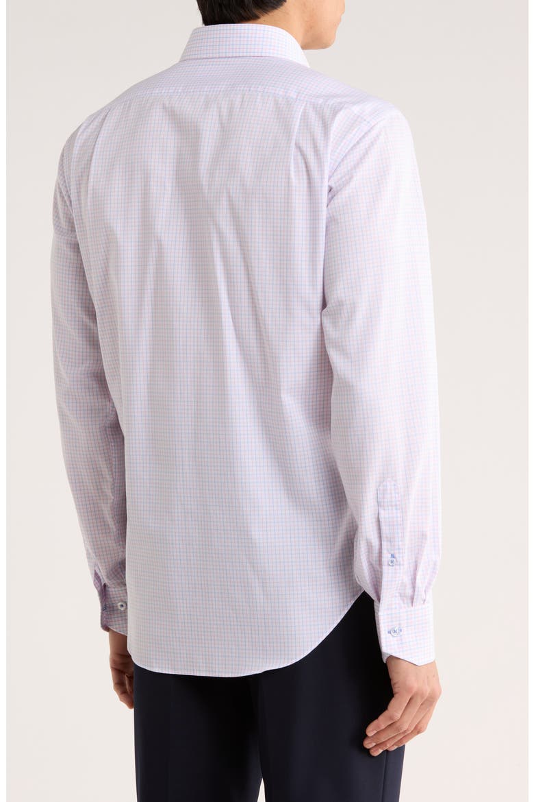 Trim Fit Small Check Cotton Dress Shirt, Alternate, color, WHITE/ PINK/ BLUE