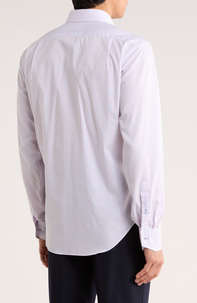 Lorenzo Uomo Trim Fit Small Check Cotton Dress Shirt, Alternate, color, White/ Pink/ Blue