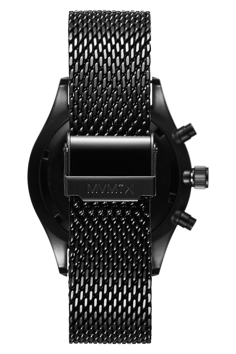 MVMT Voyager Mesh Strap Watch, 42mm, Alternate, color, BLACK