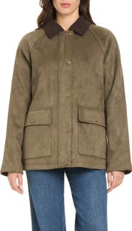 Vince Camuto Cord Collar Faux Suede Barn Jacket