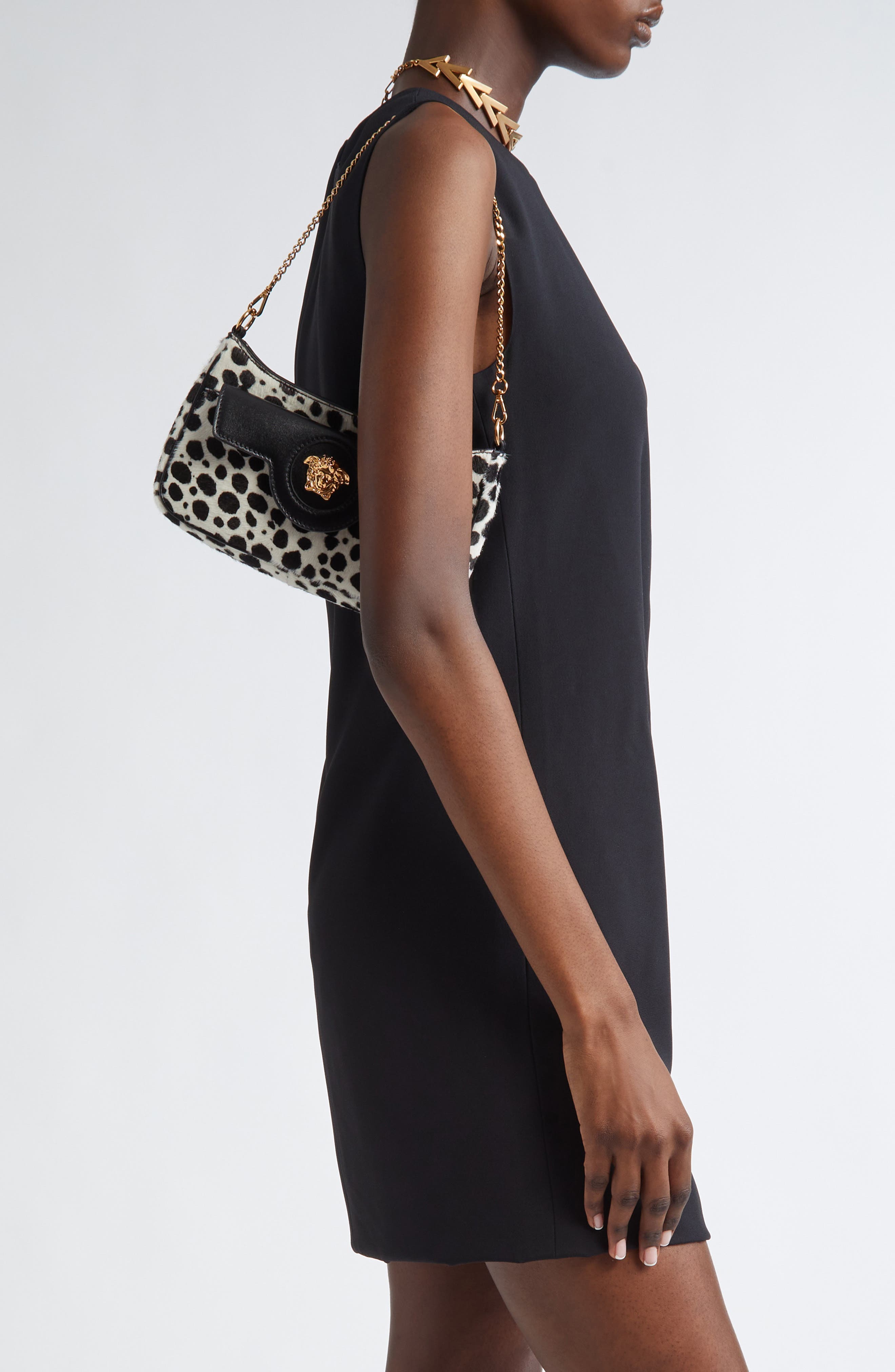 Versace Mini Medusa Genuine Calf Hair Shoulder Bag, Alternate, color, 