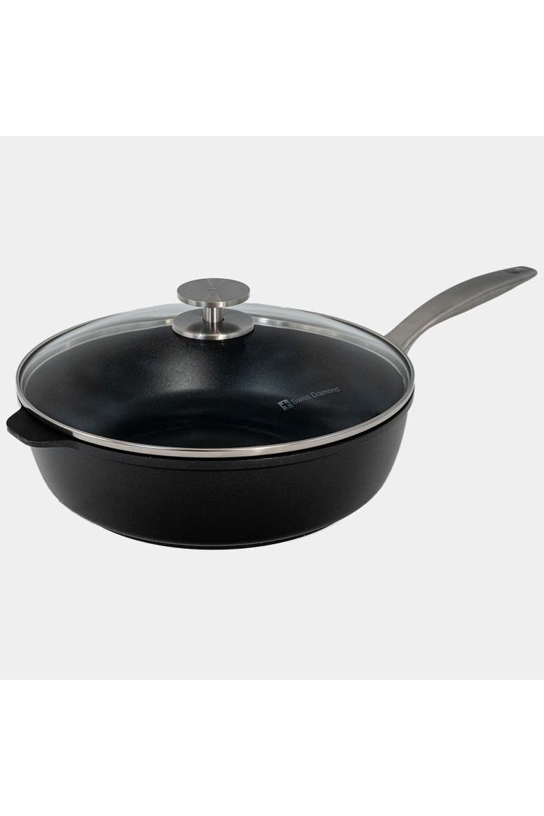 CHD Nonstick Saute Pan with Glass Lid, 4.1 qt, Main, color, Black