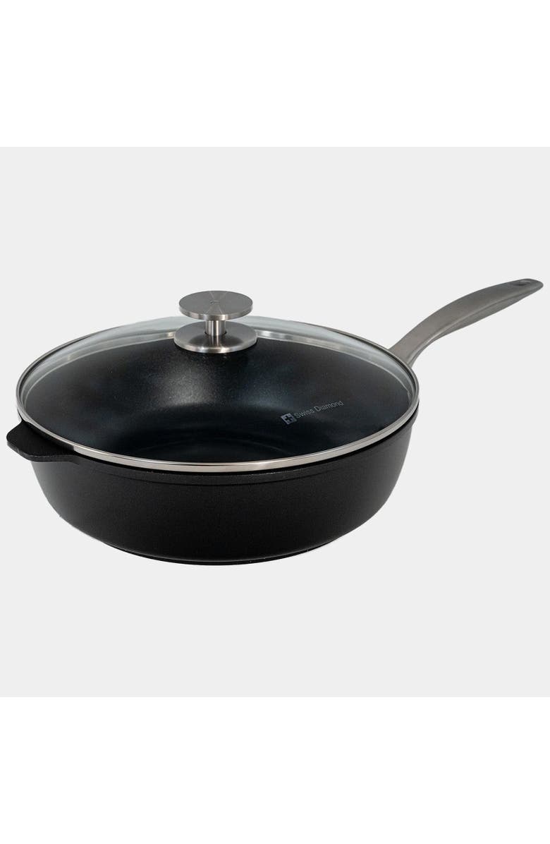 Swiss Diamond CHD Nonstick Saute Pan with Glass Lid, 4.1 qt, Main, color, Black