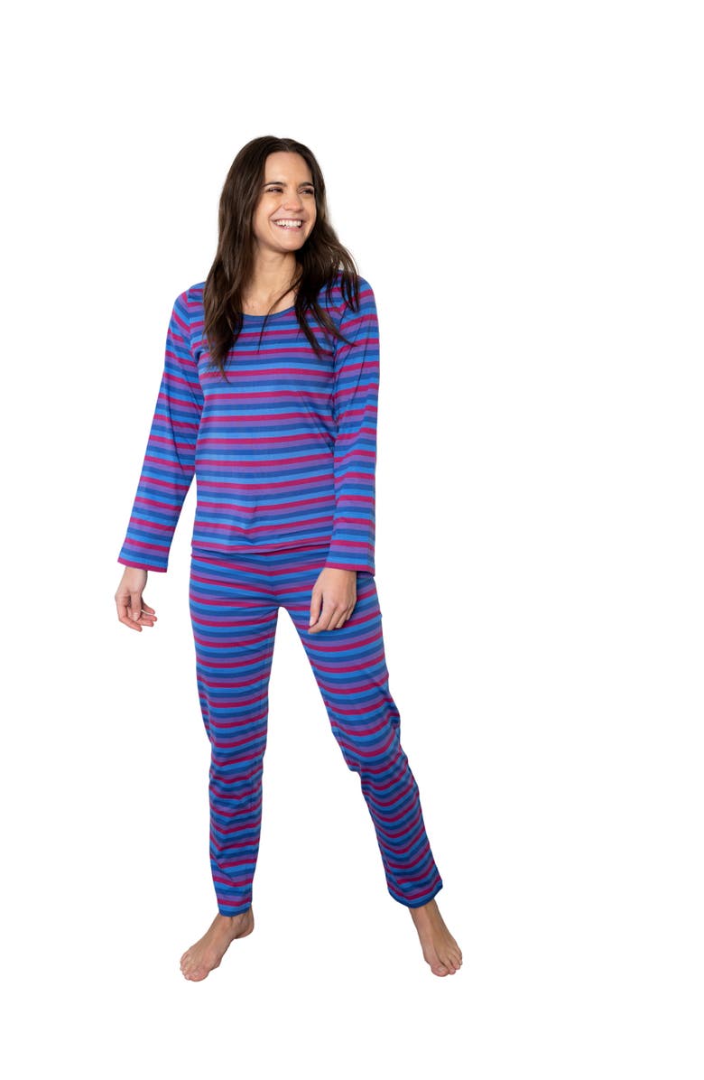Leveret Women’s Loose Fit Cotton Matching Family Pajamas, Fun & Character Themes, Alternate, color, Unicorn Stripes