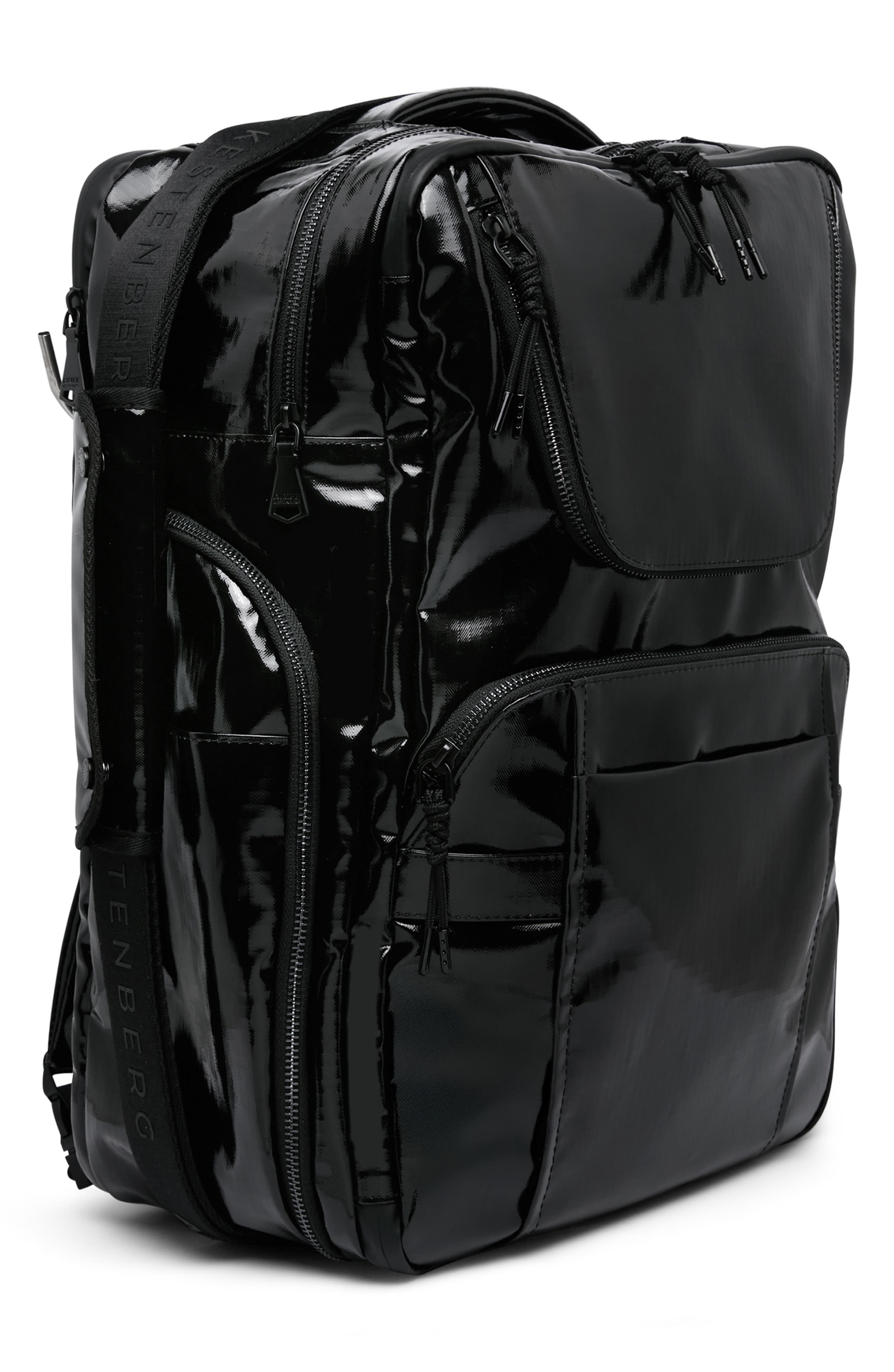 Dakota Faux Leather Travel Backpack, Alternate, color, BLACK/BLACK