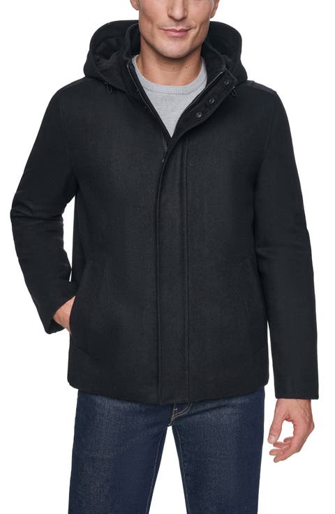 Hooded Wool Blend Field Coat