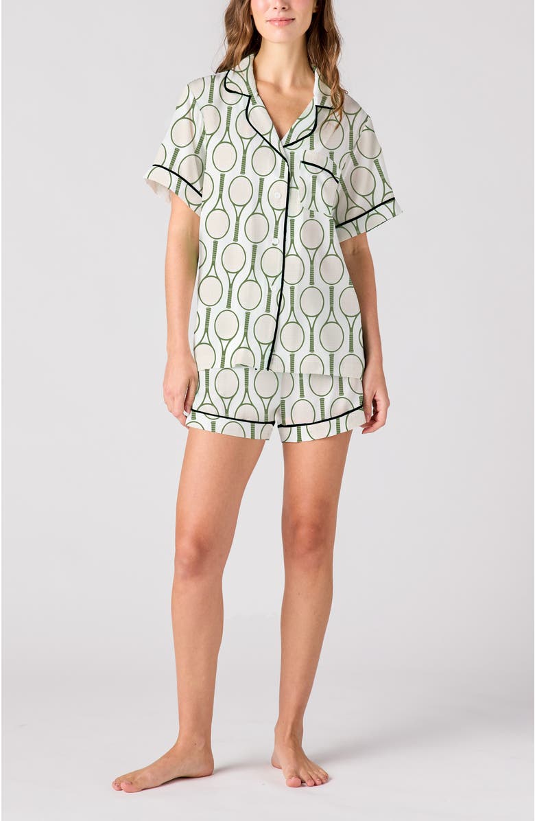 Katie Kime Tennis Time Shorts Set, Main, color, Green