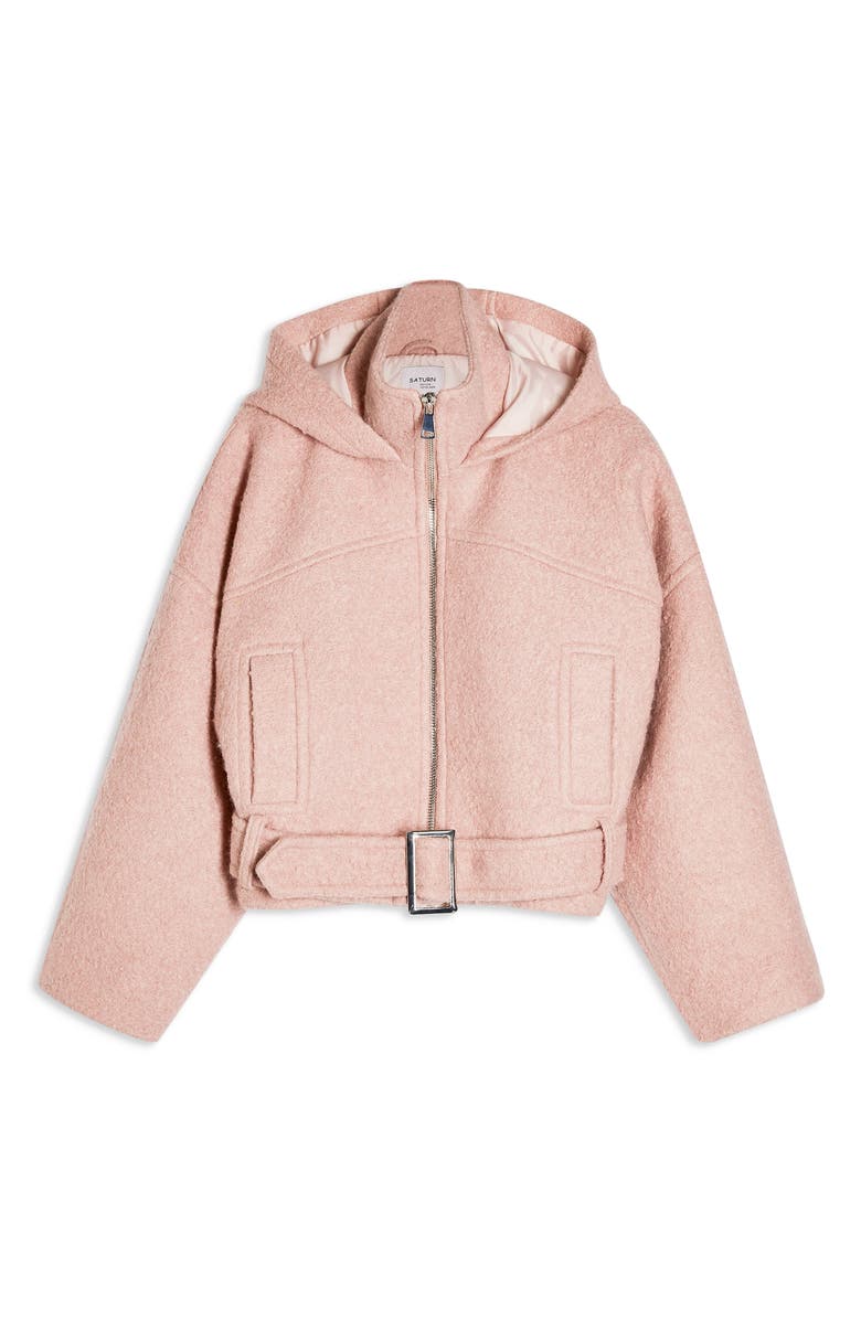 Topshop Miller Wool Blend Hooded Jacket, Alternate, color, 