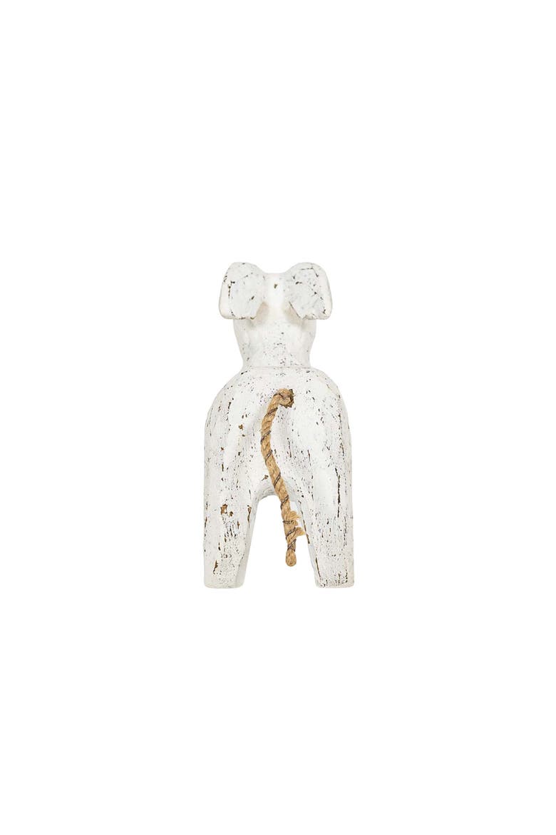 Carved Goat Decorative Accent White Wood & Jute, Alternate, color, White