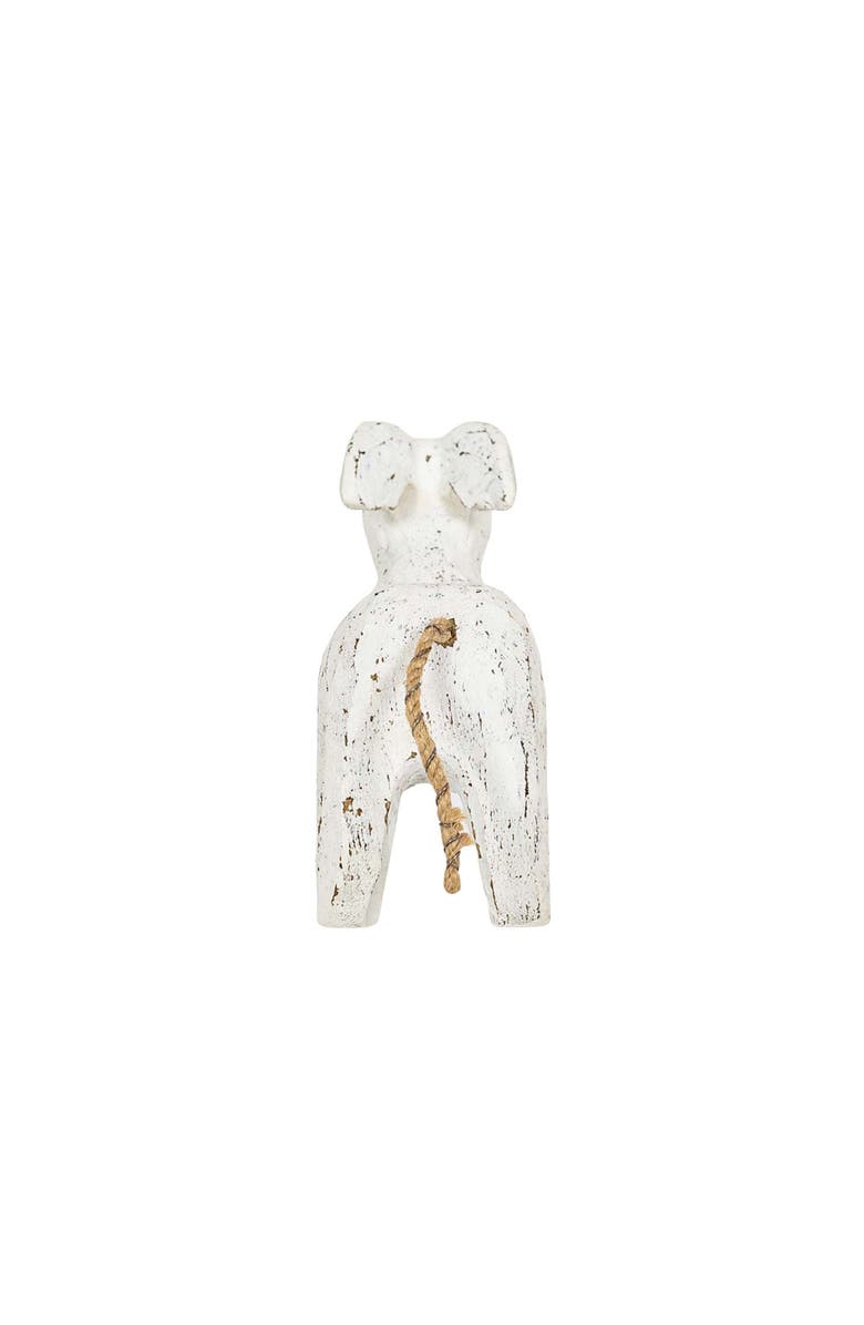 Foreside Home and Garden Carved Goat Decorative Accent White Wood & Jute, Alternate, color, White