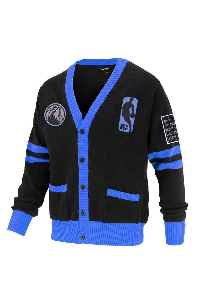 FISLL Unisex FISLL Black Minnesota Timberwolves Logoman Shadow Collection Full-Button Cardigan Sweater, Alternate, color, 