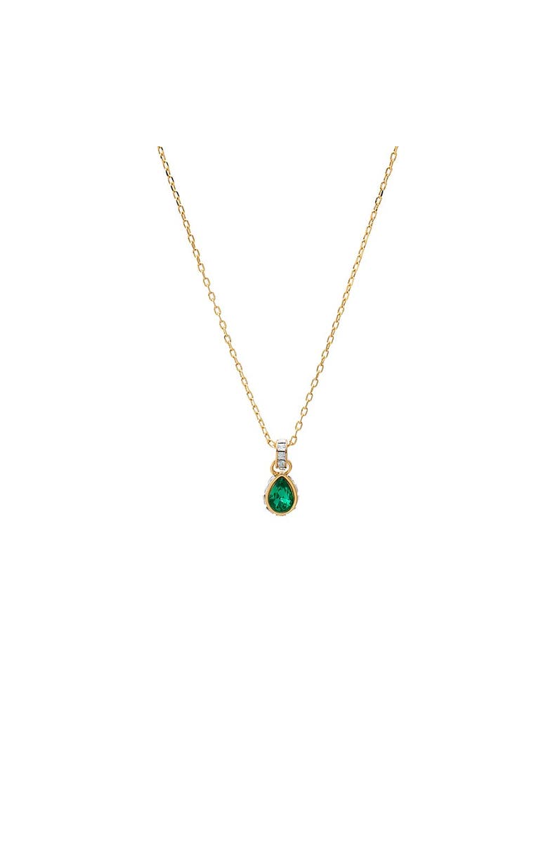 BY ADINA EDEN Green Pear X Baguette Pendant Necklace, Main, color, Emerald Green