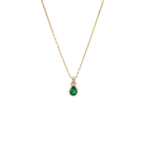 Green Pear X Baguette Pendant Necklace