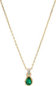 BY ADINA EDEN Green Pear X Baguette Pendant Necklace