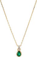 BY ADINA EDEN Green Pear X Baguette Pendant Necklace