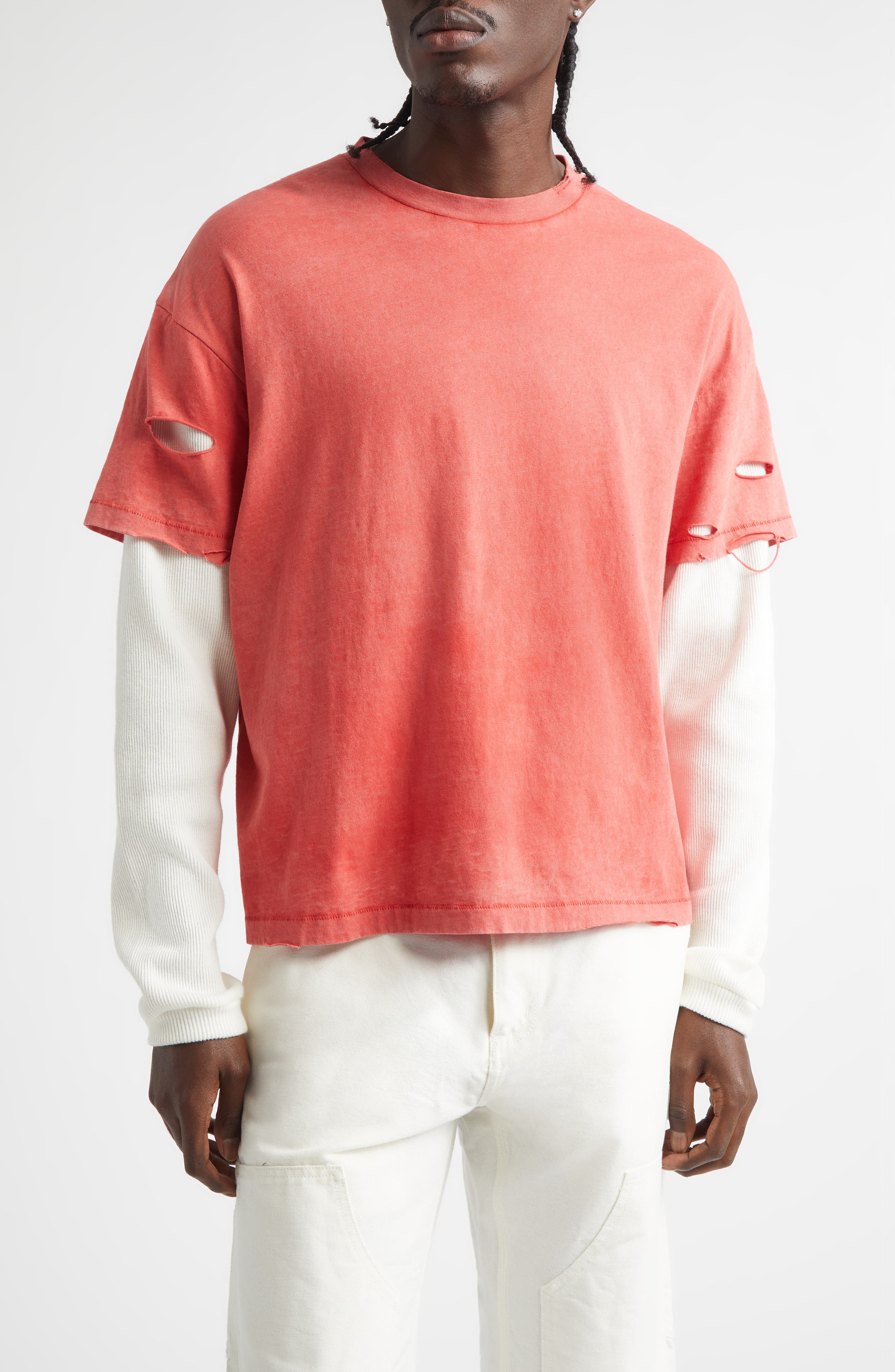 Distressed Box Layered Organic Cotton Logo T-Shirt (Men) | Nordstrom