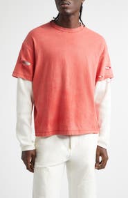 STOCKHOLM SURFBOARD CLUB Distressed Box Layered Organic Cotton Logo T-Shirt