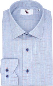 Lorenzo Uomo Trim Fit Windowpane Check Cotton Blend Dress Shirt