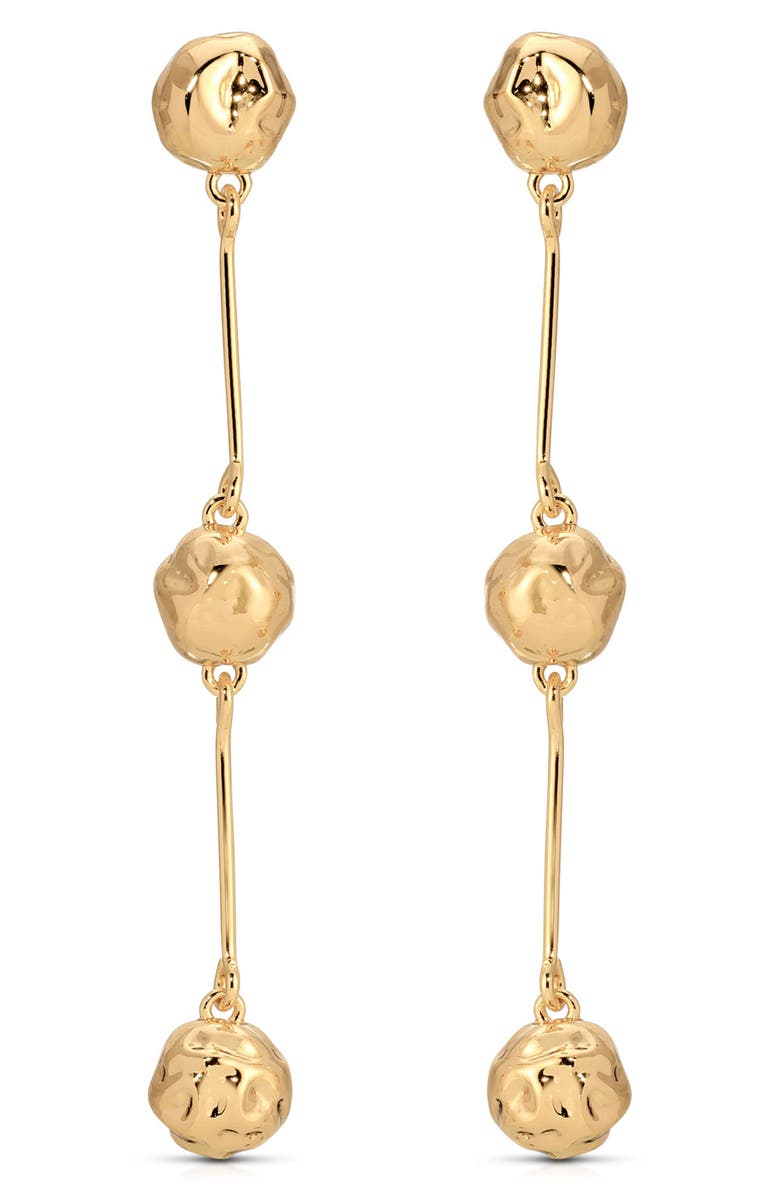 Ettika Molten Spheres Linear Drop Earrings, Main, color, Gold