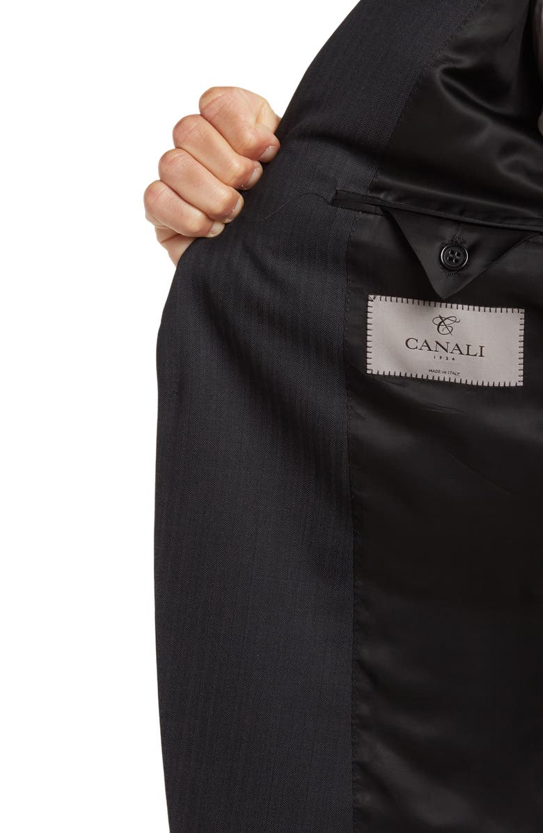 Canali Dark Grey Two-Button Notched Lapel Wool Suit, Alternate, color, 
